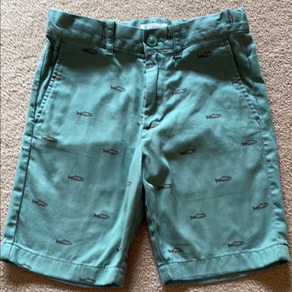 Boys J. Crew Crewcuts size 10 green fish shorts in like new condition